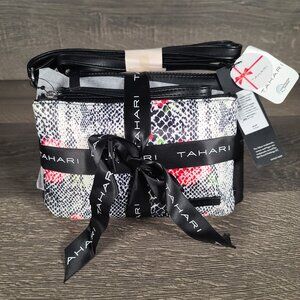 NWT Tahari 2 Piece Gift Set Women’s Crossbody Black Purse Animal Print Wristlet